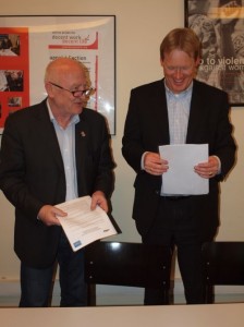 (l.t.r.): Josef Weidenholzer, President of SOLIDAR and President of Volkshilfe Österreich and ASB Managing Director und SAM.I. General Secretary Christian Reuter after the signing of the Cooperation Agreement.